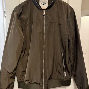 Zara Men's Olive Bomber Jacket Coat XL